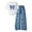 LEKMOR9 Blue, variant on GXWEA Cute Clothes For Girls Girls Fashion Outfit Bow Print Short Sleeve Blue Cargo Wide Leg Pants 2 Piece Set(12-13 Years,Blue)