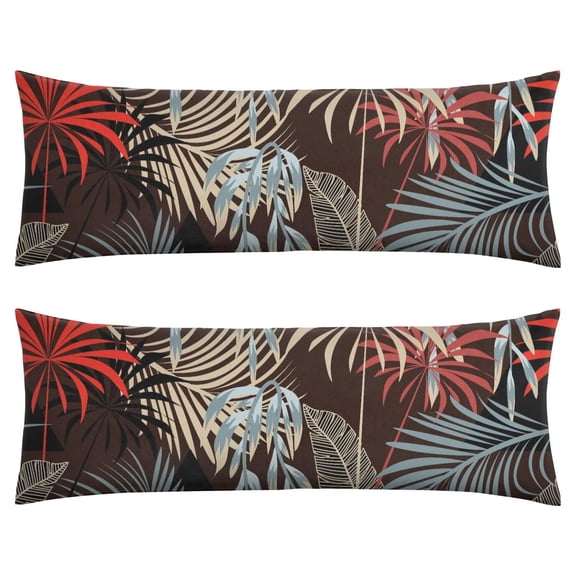 Hawaiian Tropical Leaf Body Pillow Cover - 20x54 Inch Long Pillow Case with Zipper - Stretchy & Durable Maternity Pillow Protector