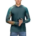 thumbnail image 3 of Men's UPF 50+ Sun Protection Hooded Shirt with Integrated Face Cover Long Sleeve Lightweight Rash Guard Shirts for Fishing Hiking Camping Or Outdoor Sports Blue L, 3 of 5
