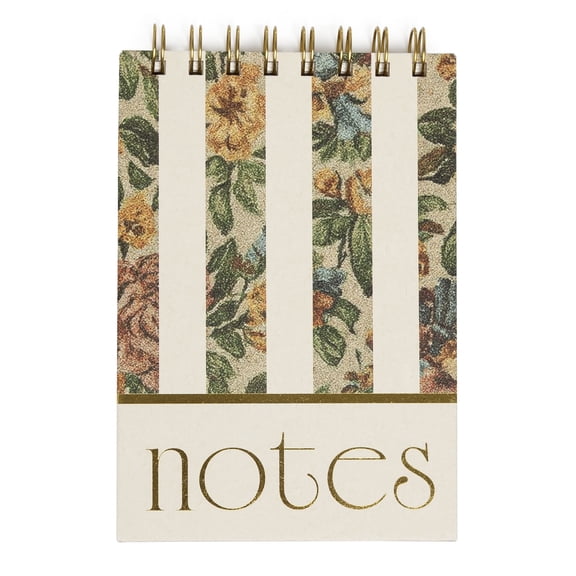 Pearhead Antique Floral Hardcover Spiral Memo Pad, 160 Lined Pages, 4.5 x 6.5"