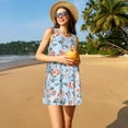 thumbnail image 3 of Fuzoiu Rose Flowers Print Women's Sleeveless Dress,Summer Dresses for Women,Casual Sundresses,Beach Sleeveless T-shirt Swing Dress with Pockets, 3 of 7