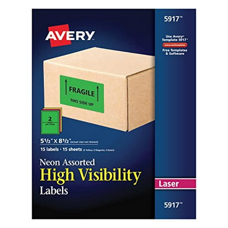 avery permanent neon rectangular labels for laser printers 5 1 2