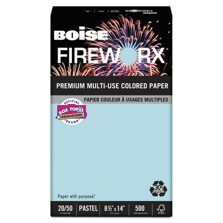 Boise Fireworx Colored Paper, 8.5" x 14", Bottle Rocket Blue, 500 Sheets