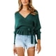 thumbnail image 1 of Txlixc Prendas de Punto de Estilo Suelto para Mujer, Jersey de Dobladillo con Volantes de Manga Larga con Cuello en V Profundo de Color Sólido Txlixc Moda, 1 of 7