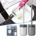 thumbnail image 3 of Nkmbld Durable Wall Mounted Toilet Brush with No Dead Corners for Toilet Cleaning, Household Cleaning Long Handle Toilet Brush and Holder Set, Gray, 3 of 9