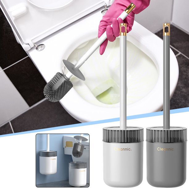 Xihbxyly Escobillero de Pared, Fácil Instalación, Diseño Antigoteo, Gel de Sílice Duradero y Acero Inoxidable, Compacto y Compacto, Ideal para Limpieza Del Hogar, Juego de 42 X 10 Cm.