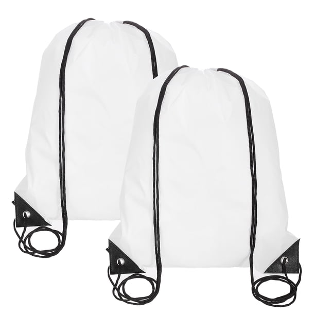Mochila con cordón, 2 piezas de mochila de poliéster para gimnasio, bolsas para deportes (blanco, 34 cm x 43 cm)