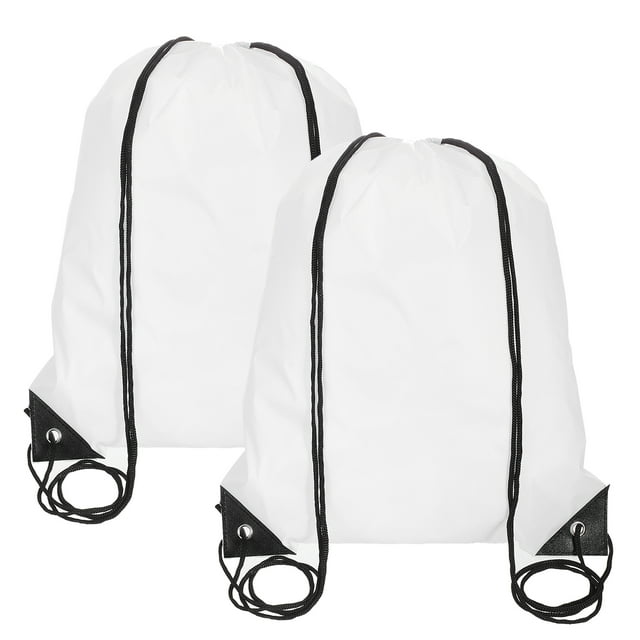 Mochila con cordón, 2 piezas de mochila de poliéster para gimnasio, bolsas para deportes (blanco, 34 cm x 43 cm)