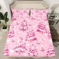 thumbnail image 2 of Manfei Pink Cartoon Xmas Tree Bed Sheets, Winter Christmas Snowflake King Sheets, Dreamy Fairy Tale Sheet Set, Breathable Home Decor, 4 Pieces, 2 of 7