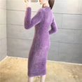 thumbnail image 2 of Vestido de lana de visón de imitación para mujer, suéter grueso y cálido de cuello alto, vestidos ajustados informales, ropa de invierno, 2024, 2 of 5