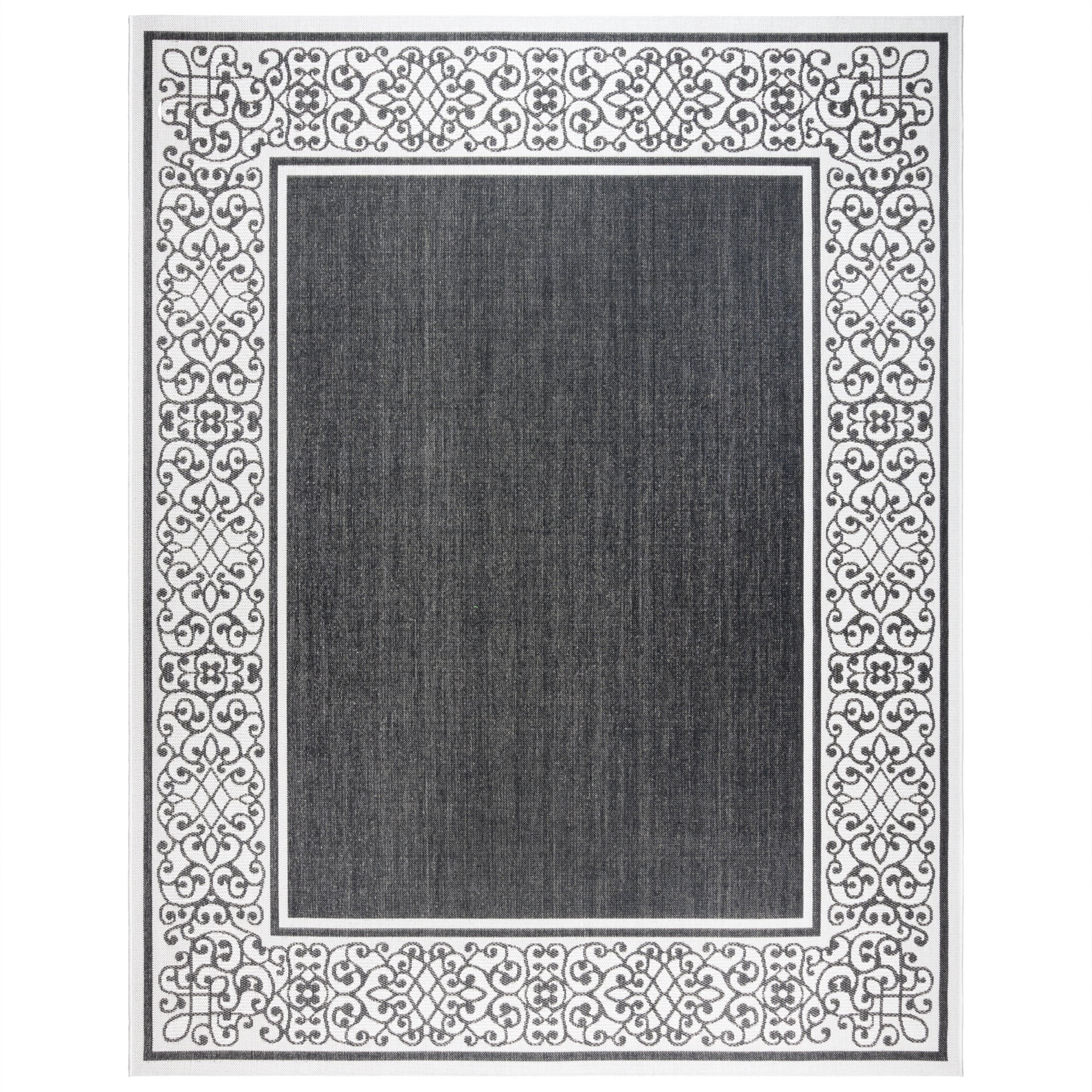 Gertmenian Paseo Tedo Transitional Damask Black/White Outdoor Area Rug, 6x9