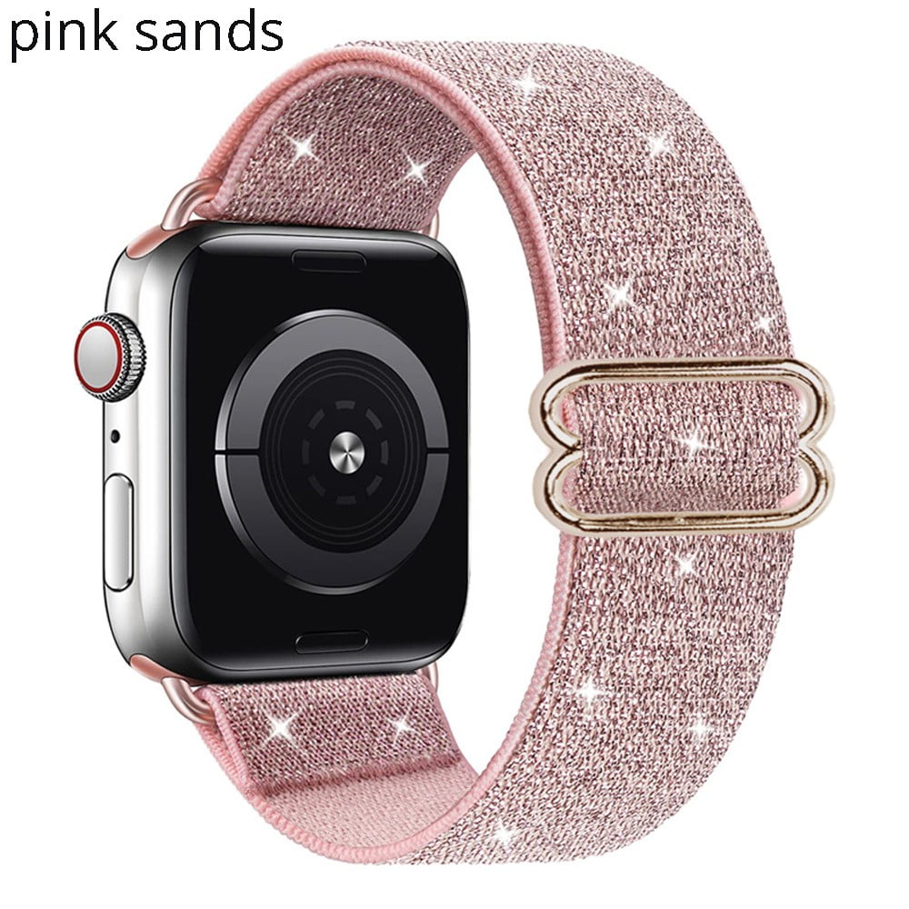 Stretchable Elastic Shimmering Silver Print Band For Apple Watch