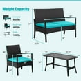 thumbnail image 3 of Costway Ensemble de Mobilier de Terrasse en Osier 8 Pcs Chaises Rembourrées et Causeuse avec Table à Café Jardin, 3 of 7
