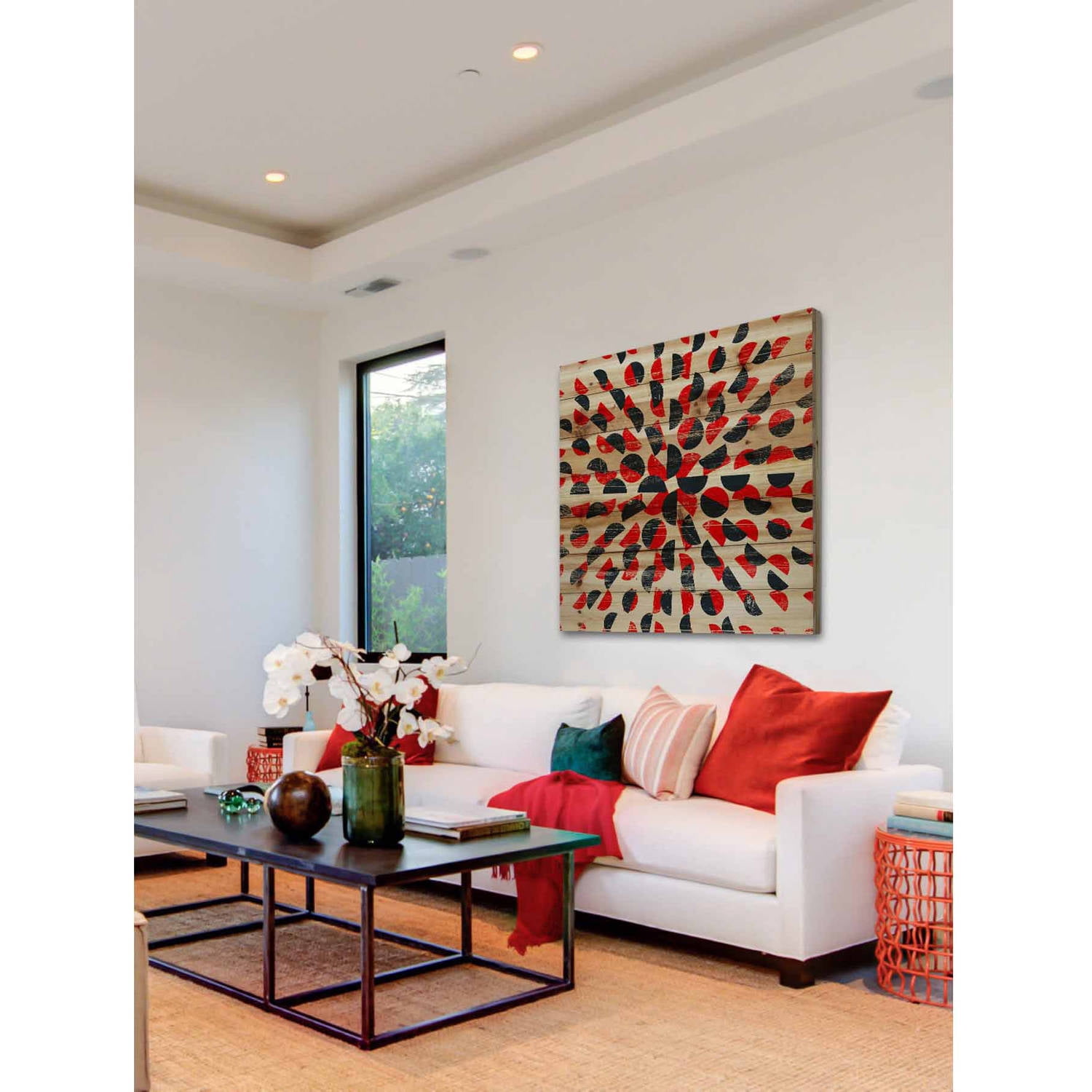 Marmont Hill - "Combining Moons" Painting Art Print On Natural Pine Wood, 24.0" x 1.5"