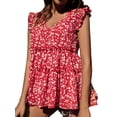 thumbnail image 1 of SAYOO - Chaleco holgado con volantes y plisado con cuello en V para mujer, informal, sin mangas, a la moda SAYOO Estilo de ocio, 1 of 7