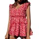 thumbnail image 1 of SAYOO - Chaleco holgado con volantes y plisado con cuello en V para mujer, informal, sin mangas, a la moda SAYOO Estilo de ocio, 1 of 7