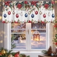 thumbnail image 5 of Valances for Windows Red Poinsettia Berry Christmas Bells Rod Pocket Short Curtain for bathroom living room bedroom Xmas Pine Cones Leaves 1 Panel 42x12in, 5 of 7