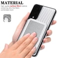 thumbnail image 4 of Dteck Magnetic Wallet Case for Samsung Galaxy S25 Edge, RFID Blocking Carbon Fiber Texture Cover TPU Bumper Detachable Card Slot Kickstand Lightweight PU Leather Shockproof Protective Case, White, 4 of 10