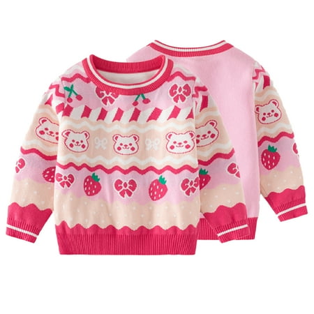 

Godderr Toddler Baby Cartoon Sweater Cotton for Kids Girls Knit Pullover Sweater Winter Clothes for 1-6Y