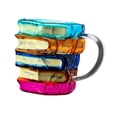 thumbnail image 2 of Taza de café con libro pintado en 3D para café frío o caliente, taza de café apilable con libros novedosos para escritores y lectores., 2 of 9