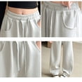 thumbnail image 5 of OSOLU Girls Pants Solid Color Comfortable Drawstring Elastic Waist Side Pockets Wide Leg Trousers Kids Daily Wear, 5 of 5