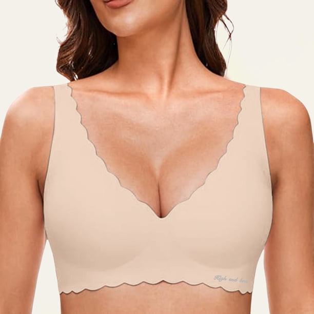 WILLBEST Brasier Deportivo Mujer Sujetadores De Pétalos De Escote En V Profundo Para Mujer, Sin Aros, Suaves, Sin Aros, Cómodos Y Sin Costuras.