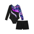 thumbnail image 6 of iixpin Girls Sparkle Ballet Dance Unitard Biketard with Gymnastic Shorts Long Sleeve Leotards Set Athletic Tracksuit Starry Black 10, 6 of 7