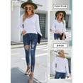thumbnail image 7 of STARVNC Women U Neck Ribbed Knitted Long Sleeve Pompom Deco Sweater, 7 of 7