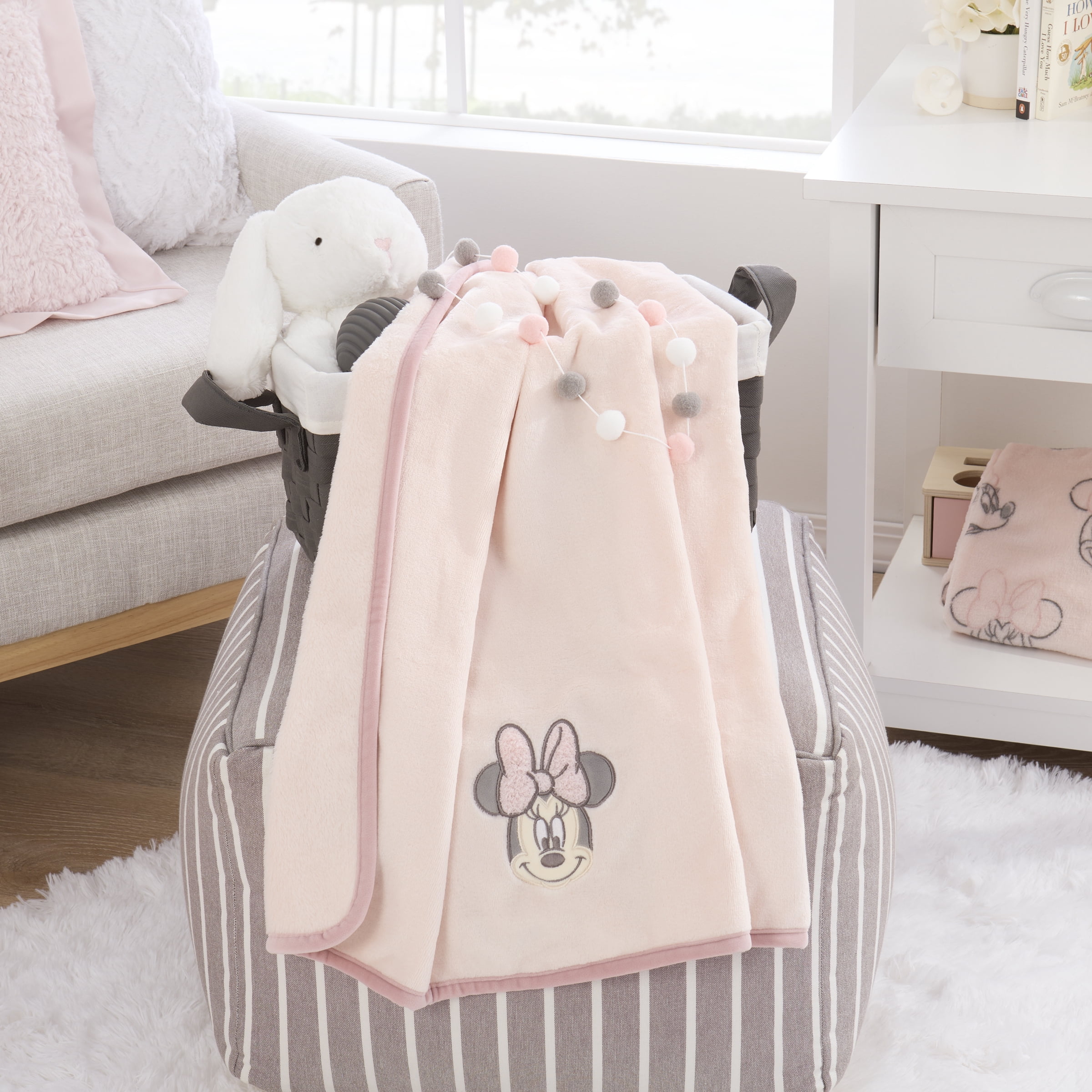 Minnie Mouse Appliqued Baby Blanket, Pink, Infant Girl