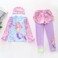 thumbnail image 2 of ZXLBBD Swimsuits for Girls Long Sleeve Rash Guard Skirt Pants with Swim Cap 3 Piece for Kids Toddler Cute Breathable Vacation Outfit, 2 of 4