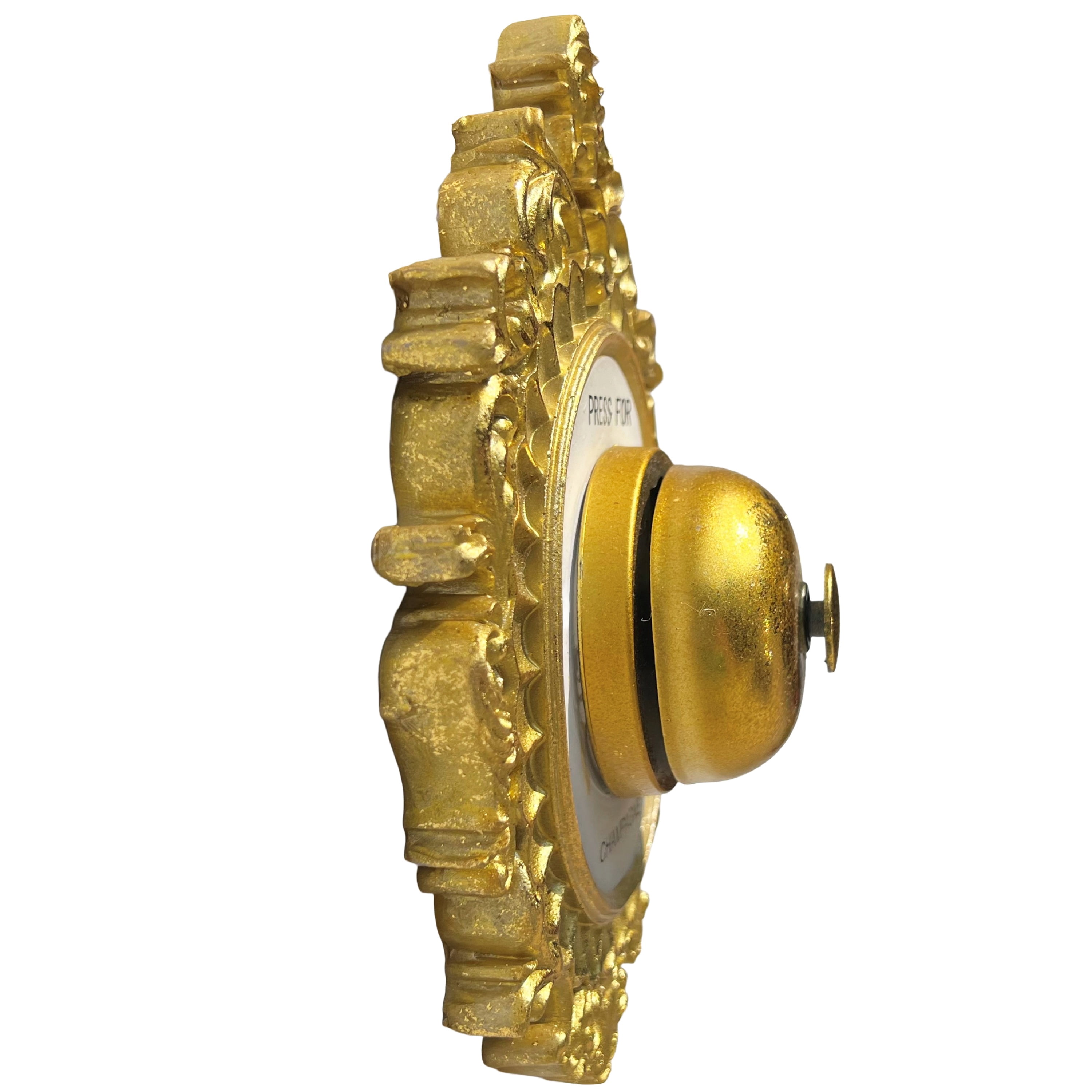 WHW Decorative Door Bell, Champagne Theme, Ornamental Plaque, 9 Tall x 5.5 Inches Wide, Metallic Gold and White, 1 Count