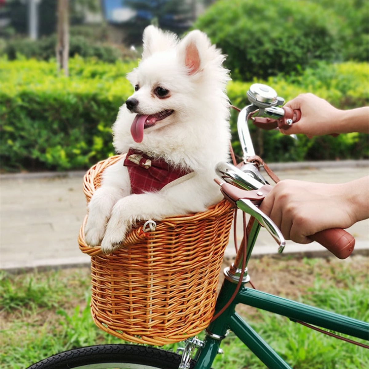 Waterproof Retro Hand-Woven Wicker Bicycle Storage Basket with Leather Straps Bicycle Pet Carrier Accessory weemoment Front Handlebar Bike Basket Black Waterproof Retro Hand-Woven Wicker Bicycle Storage Basket with Leather Straps Bicycle Pet Carrier Accessory weemoment Front Handlebar Bike Basket Black