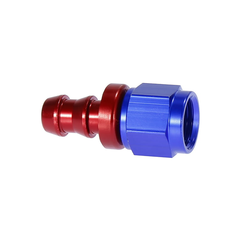 2pcs Red Blue 6061 Aluminum Alloy AN6 Straight Push Lock Hose Fitting End  Adapter for Fuel Oil Hose Line 