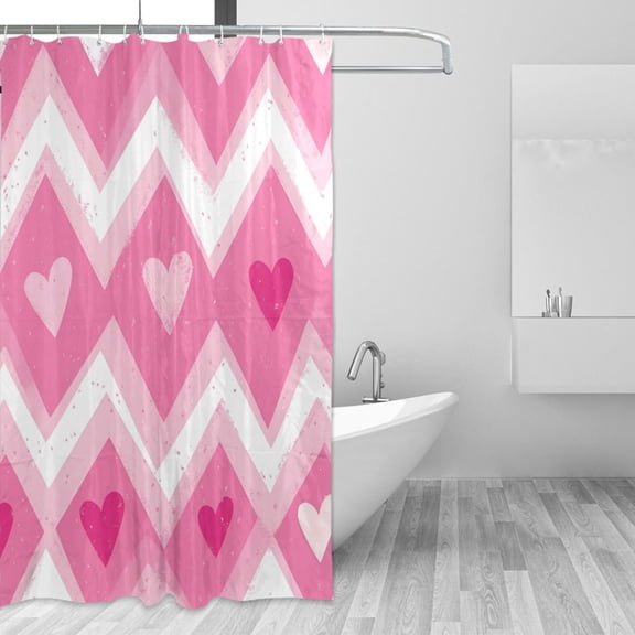 Yayeee Shower Curtain with Hooks 72"x72" Waterproof Fabric Bathroom Hanging Decor, Heart Geometric