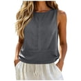 thumbnail image 7 of TARIENDY Womens Cropped Tank Tops Loose Crew Neck Sleeveless Shirts Lightweight Cotton Linen Blouses Work Shirt Gray S, 7 of 7