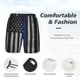 thumbnail image 3 of Mens Swim Trunks Thin Blue Line Flag Quick Dry Board Shorts with Compression Liner, 3 of 6