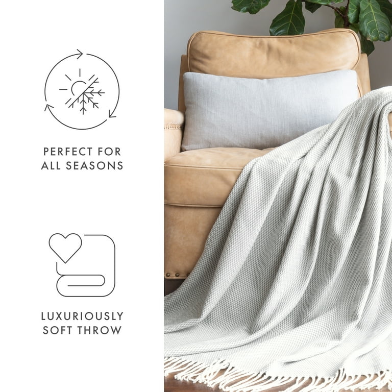 Noble Linens Gray Herringbone Throw Blanket, 50
