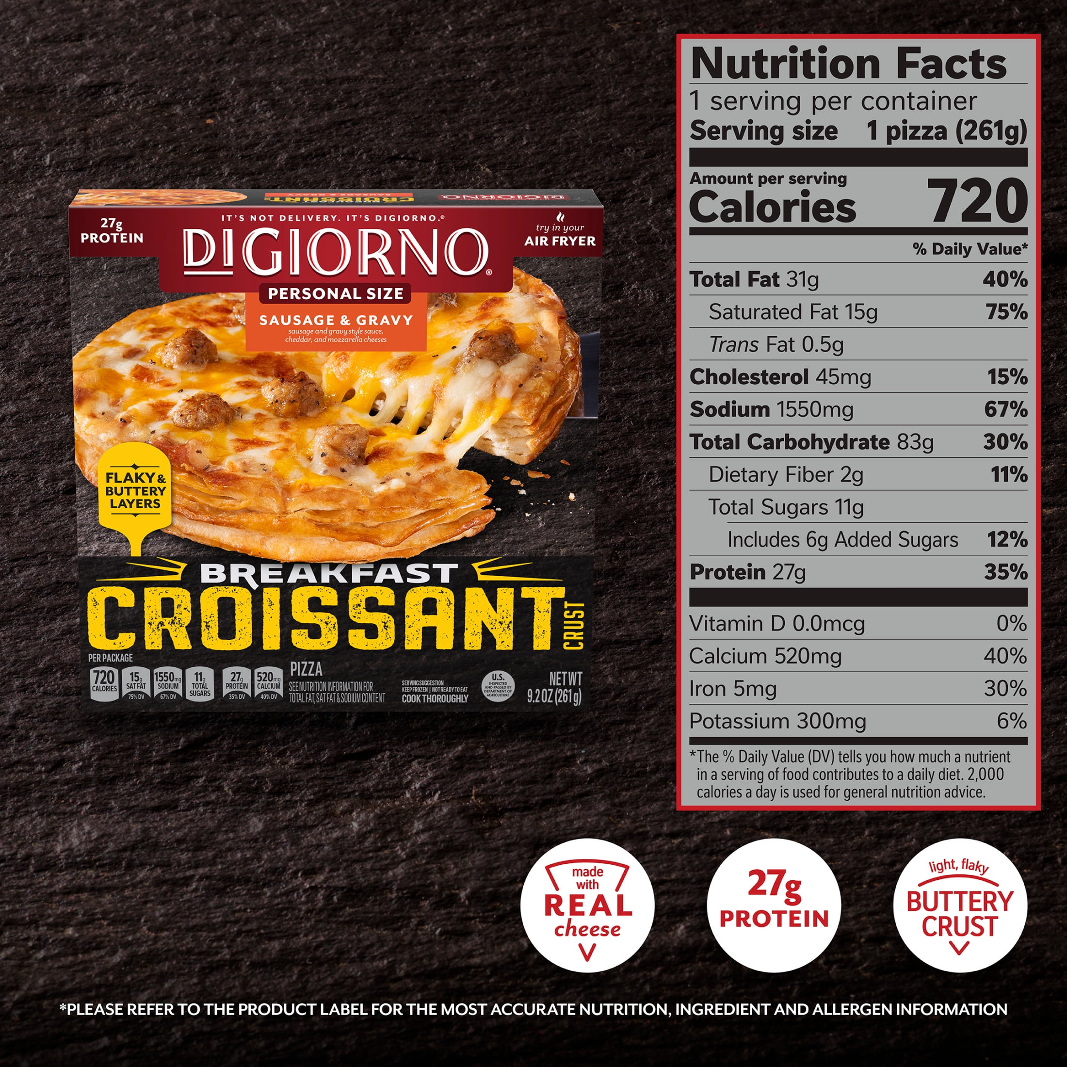 DiGiorno Croissant Crust Sausage Pizza 6.5 in 9.2oz Carton (Frozen)