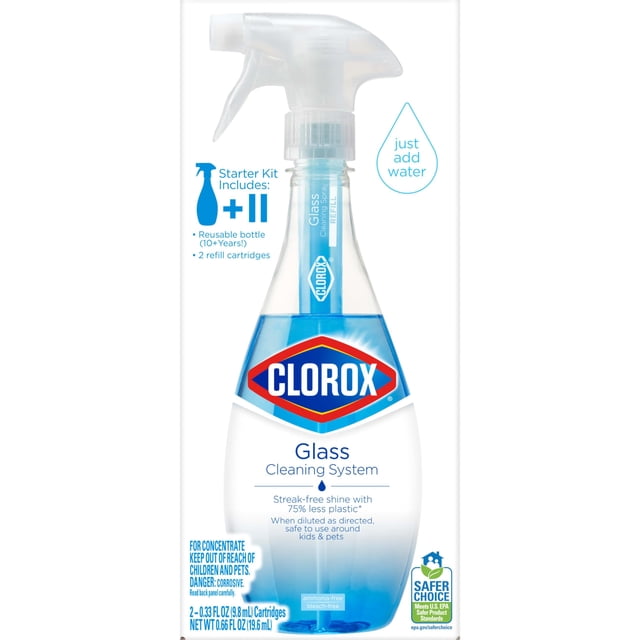 Kit de limpieza CLOROX Glass Cleaner, juego reutilizable de 3 piezas