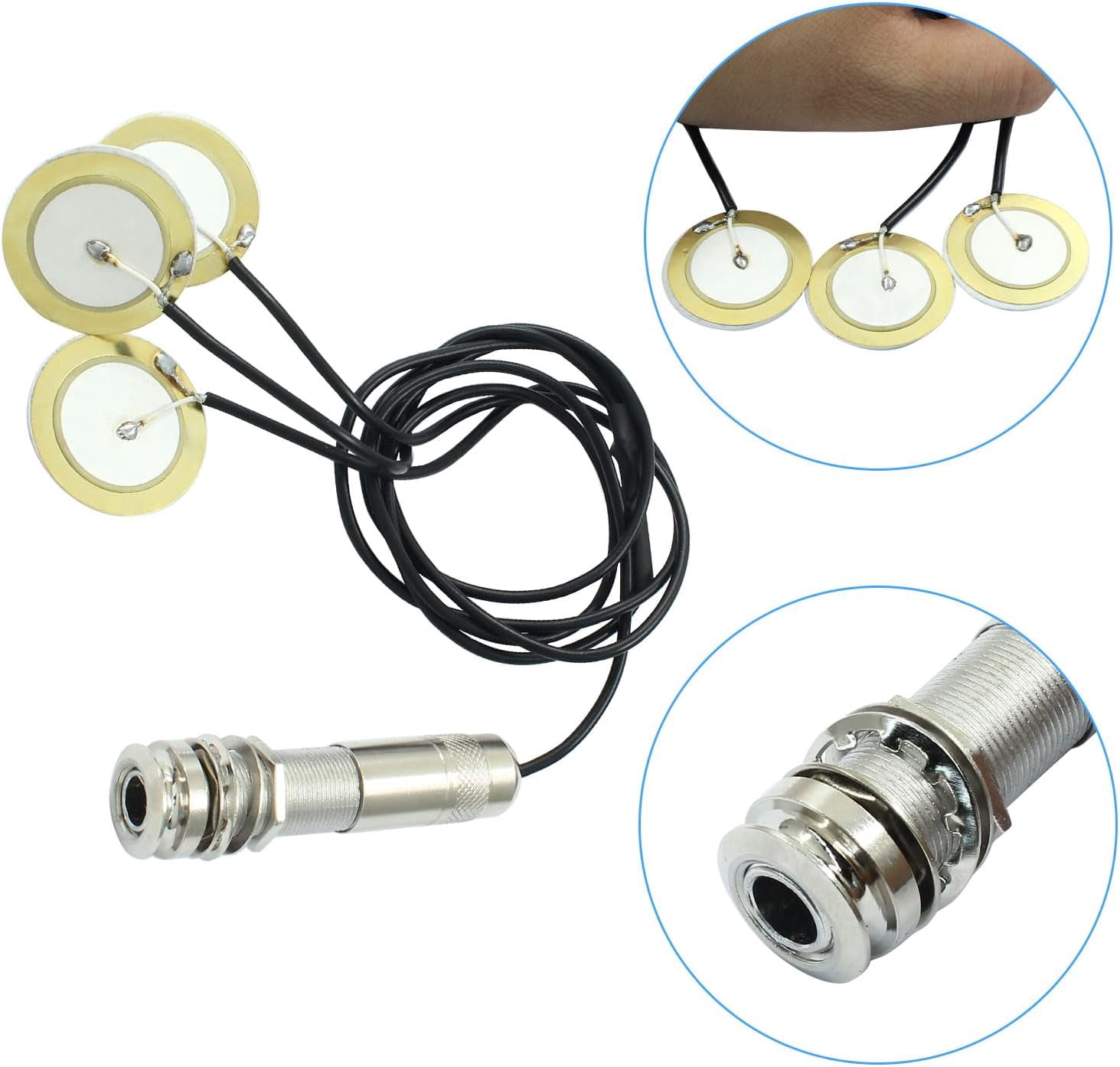 Piezoelectric pickup sensor with 2 accessories, 3-in-1 microphone contact piezoelectric pickup, suitable for electronic acoustic guitars, violins, ukuleles, and other instruments