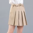 thumbnail image 6 of WhouRiu Little Girl's Skirt Elastic Waist A Line School Pleated Skirt Child Spring Summer Casual Skirts Beige,Sized 5-6, 6 of 6