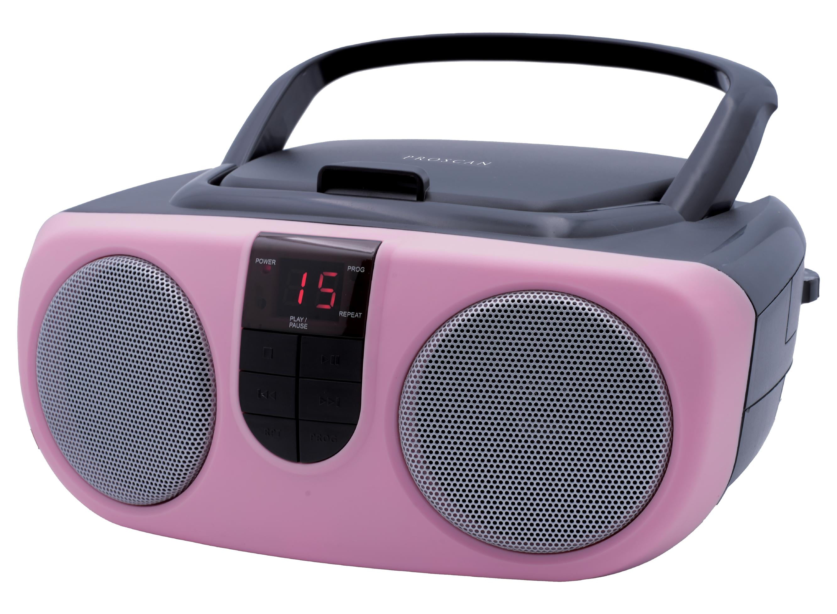 Proscan Portable CD Radio Boombox, Pink, PRCD243M