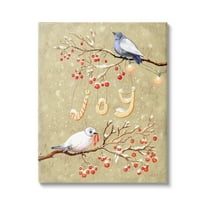 Stupell Industries Joy Birds on Winter Branches Holiday Painting Gallery Wrapped Art Print Wall Art, 16 x 20