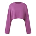 thumbnail image 4 of Women Preppy Crop Sweatshirt Long Sleeve Loose Athletic Cropped Shirts Tee Tops 2024 Women plus Size Sweat Shirts Long Sleeve Tee Shirts for Women plus Size Womens Light Shirt Tunic Tops plus Long, 4 of 8