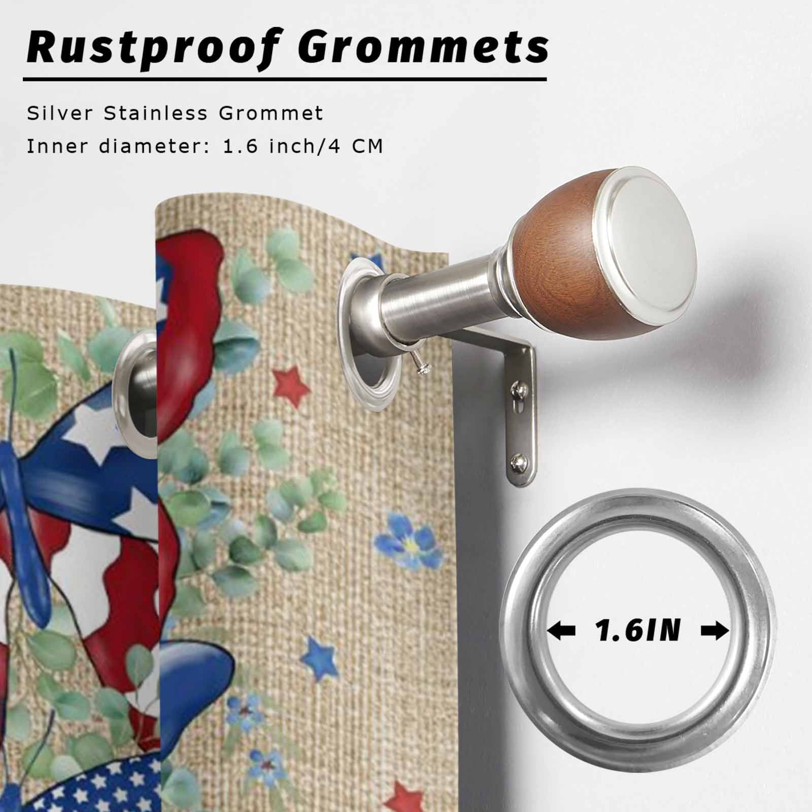 American Flag Butterfly Outdoor Curtains for Patio, Independence Day WELCOME Leaf Retro Sunshade Privacy Drapes Grommet Waterproof Outside Curtains for Porch/Cabana/Balcony 54"x 108", 1 Panel