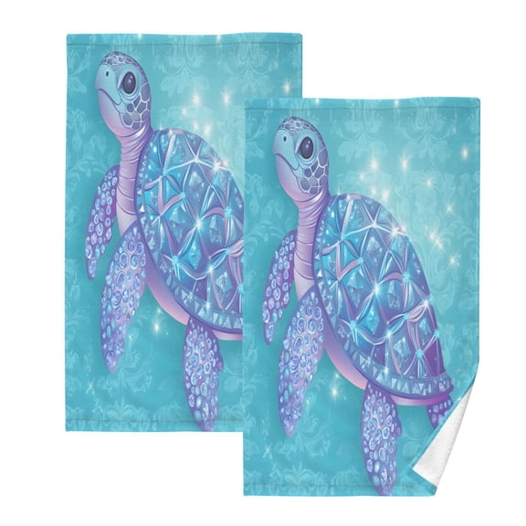 Ryvnso Sea Turtle Cotton Hand Towels Sets Face Towel 2 PCs Bathroom Decorative