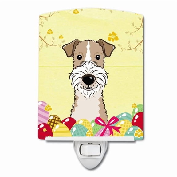 Caroline's Treasures BB1929CNL Wire Haired Fox Terrier Easter Egg Hunt Ceramic Night Light, 6x4x3", multicolor