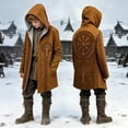 thumbnail image 2 of Gyexs Kids Boys Christian Hoodies Norse Mythology Hooded Cloak Gothic Style Outerwear Brown 11-12 Years, 2 of 7