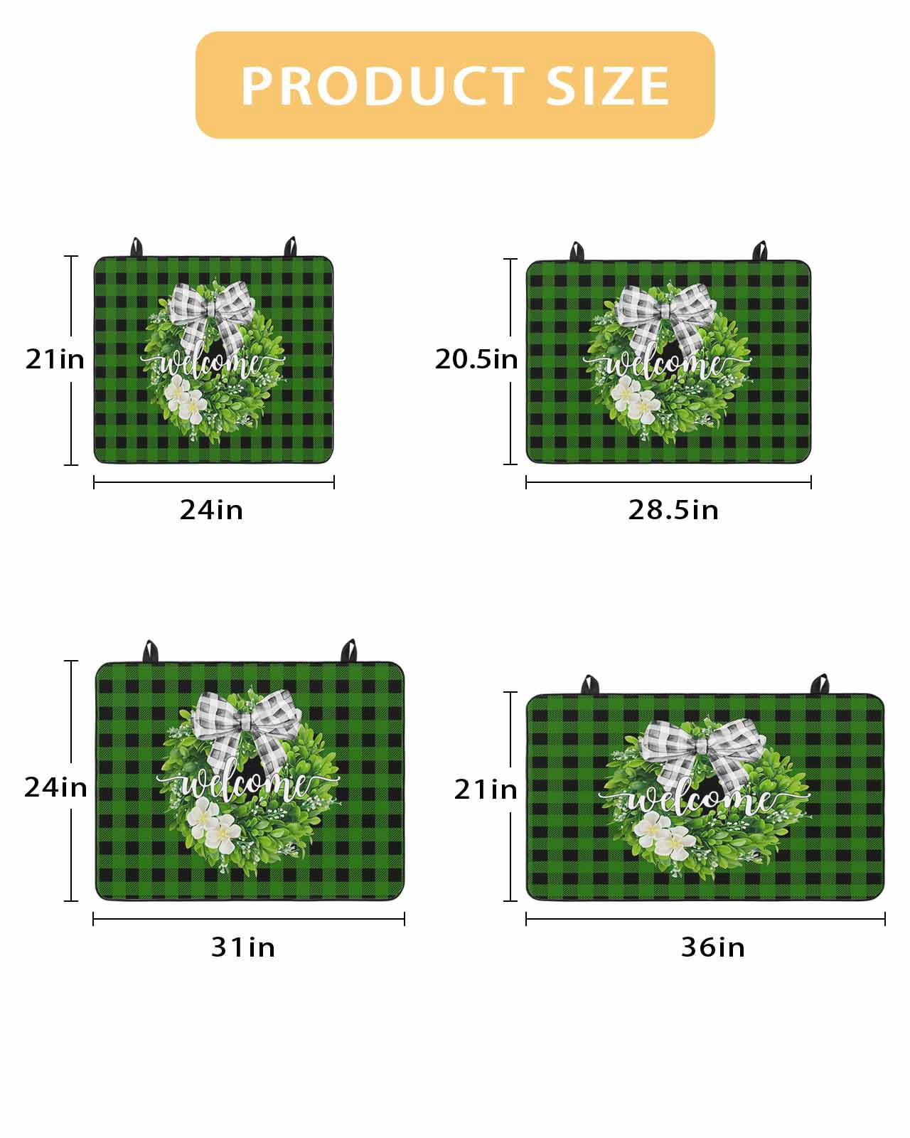 Large Induction Cooktop Protector Mat Botanical Flower Wreath Stove Top Covers for Electric Stove, Rustic Bow-Knot Green Black Plaid Decorative Stove Burner Cover Mats, Glass Top Stove Cover