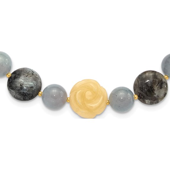Sterling Silver Gold-Plated Agate/Labradorite/Jade 2In Ext. Necklace (Width 15.2) (Length 19) - Jbsp